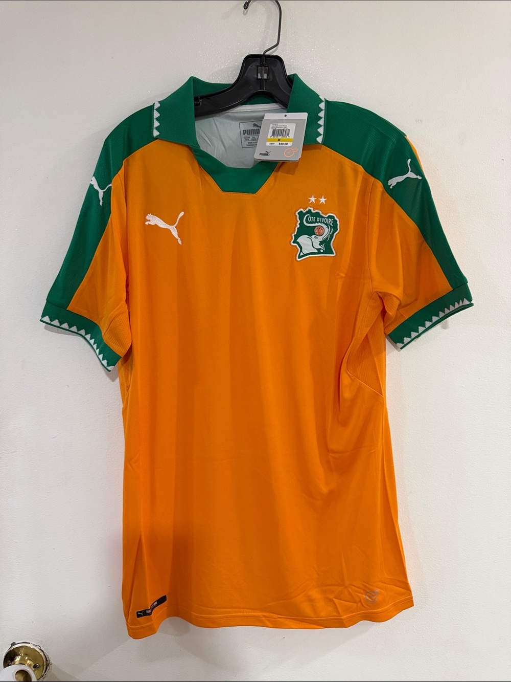 Puma Orange and Green Ivory Coast Football Jersey